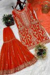DESIGNER GEORGETTE EMBROIDERY THREAD HAND WORK TOP BOTTOM WITH DUPATTA PARTY WEAR WHOLESALE PRICE ETHNIC GARM ENT (3)