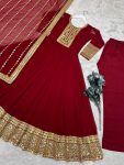 DESIGNER GEORGETTE EMBROIDERY WITH SEQUENCE WORK GOWN PANT WITH DUPATTA PARTY WEAR WHOLESALE PRICE ETHNIC GARMENT (6)