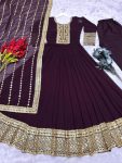 DESIGNER GEORGETTE EMBROIDERY WITH SEQUENCE WORK GOWN PANT WITH DUPATTA PARTY WEAR WHOLESALE PRICE ETHNIC GARMENT (3)