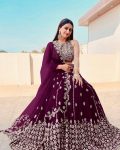 DESIGNER GEORGETTE EMBROIDERY WITH SEQUENCE WORK LEHENGA CHOLI WITH DUPATTA WEDDING WEAR WHOLESALE PRICE ETHNIC GARMENT (12)