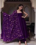 DESIGNER GEORGETTE PLAIN GOWN BOTTOM WITH EMBROIDERY SEQUENCE WORK DUPATTA PARTY WEAR WHOLESALE PRICE ETHNIC GARMENT (4)