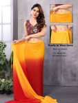 DESIGNER GEORGETTE PRINT WORK ONE MINUTE SAREE WITH UNSTITCHED BLOUSE CASUAL WEAR WHOLESALE PRICE ETHNIC GARMENT (37)