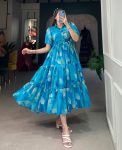 DESIGNER GEORGETTE PRINT WORK ONLY ONE PEICE SKY
