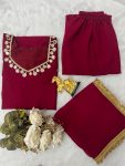 DESIGNER GEORGETTE REAL MIRROR LACE WORK TOP BOTTOM WITH DUPATTA PARTY WEAR WHOLESALE PRICE ETHNIC GARMENT (2)