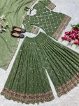 DESIGNER GEORGETTE SEQUENCE EMBROIDERY WORK TOP PALAZZO WITH DUPATTA FESTIVAL WEAR WHOLESALE PRICE ETHNIC GARMENT (5)