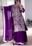 DESIGNER GEORGETTE SEQUENCE EMBROIDERY WORK TOP PALAZZO WITH DUPATTA PARTY WEAR WHOLESALE PRICE ETHNIC GARMENT (2)