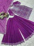 DESIGNER GEORGETTE SEQUENCE EMBROIDERY WORK TOP PALAZZO WITH DUPATTA PARTY WEAR WHOLESALE PRICE ETHNIC GARMENT (2)