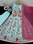 DESIGNER GEORGETTE SEQUENCE WORK GOWN PANT WITH DUPATTA PARTY WEAR WHOLESALE PRICE ETHNIC GARMENT (7)