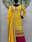 DESIGNER GEORGETTE THREAD WITH SEQUENCE WORK TOP PALAZZO WITH DUPATTA FESTIVAL WEAR WHOLESALE PRICE ETHNIC GARMENT (10)