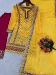 DESIGNER GEORGETTE THREAD WITH SEQUENCE WORK TOP PALAZZO WITH DUPATTA FESTIVAL WEAR WHOLESALE PRICE ETHNIC GARMENT (10)