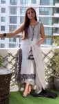 DESIGNER JIMMY CHOO EMBROIDERY SEQUENCE WORK TOP PALAZZO WITH DUPATTA  WHITE