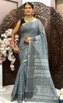 DESIGNER LINEN DIGITAL PRINT WITH SEQUENCE BORDER WORK SAREE WITH UNSTITCHED BOLUSE CASUAL WEAR WHOLESALE PRICE ETHNIC GARMENT (11)