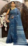 DESIGNER LINEN DIGITAL PRINT WITH SEQUENCE BORDER WORK SAREE WITH UNSTITCHED BOLUSE CASUAL WEAR WHOLESALE PRICE ETHNIC GARMENT (8)