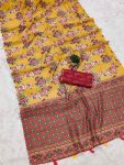 DESIGNER LINEN DIGITAL PRINT WORK SAREE WITH UNSTITCHED BLOUSE DAILY WEAR WHOLESALE PRICE ETHNIC GARMENT (4)