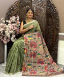 DESIGNER LINENE BANDHEJ DIGITAL PRINT WORK SAREE WITH UNSTITCHED BOLUSE CASUAL WEAR WHOLESALE PRICE ETHNIC GARMENT (7)