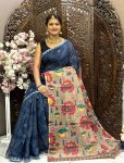 DESIGNER LINENE BANDHEJ DIGITAL PRINT WORK SAREE WITH UNSTITCHED BOLUSE CASUAL WEAR WHOLESALE PRICE ETHNIC GARMENT (9)