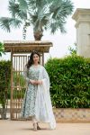 DESIGNER MUSLIN CROCHET PRINT WORK GOWN PANT WITH DUPATTA CASUAL WEAR WHOLESALE PRICE ETHNIC GARMENT (12)