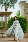DESIGNER MUSLIN CROCHET PRINT WORK GOWN PANT WITH DUPATTA CASUAL WEAR WHOLESALE PRICE ETHNIC GARMENT (12)