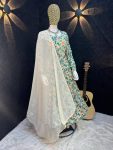 DESIGNER MUSLIN CROCHET PRINT WORK GOWN PANT WITH DUPATTA CASUAL WEAR WHOLESALE PRICE ETHNIC GARMENT (12)