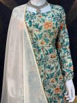 DESIGNER MUSLIN CROCHET PRINT WORK GOWN PANT WITH DUPATTA CASUAL WEAR WHOLESALE PRICE ETHNIC GARMENT (12)