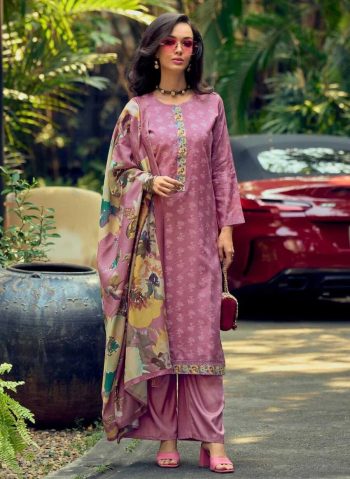 DESIGNER MUSLIN DIGITAL PRINT WORK TOP PANT WITH DUPATTA PINK