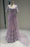 DESIGNER NET THREAD AND SEQUENCE WORK SAREE WITH UNSTITCHED BLOUSE PARTY WEAR WHOLESALE PRICE ETHNIC GARMENT 2 (7)