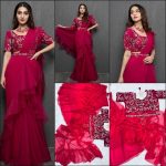 DESIGNER ORGANZA SILK EMBROIDERY SEQUENCE WORK  LEHENGA STYLE SAREE , BLOUSE WITH DUPATTA RANI