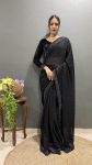DESIGNER RANGOLI SILK STONE WORK READY TO WEAR SAREE WITH STITCHED BLOUSE BLACK
