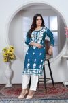 DESIGNER RAYON CHIKANKARI EMBROIDERY WORK KURTI WITH PENT OFFICE WEAR WHOLESALE PRICE ETHNIC GARMENT (8)