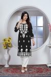 DESIGNER RAYON CHIKANKARI EMBROIDERY WORK KURTI WITH PENT OFFICE WEAR WHOLESALE PRICE ETHNIC GARMENT (2)