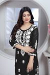 DESIGNER RAYON CHIKANKARI EMBROIDERY WORK KURTI WITH PENT OFFICE WEAR WHOLESALE PRICE ETHNIC GARMENT (2)