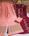 DESIGNER RAYON EMBROIDERY MULTI WORK TOP PALAZZO WITH DUPATTA CASUAL WEAR WHOLESALE PRICE ETHNIC GARMENT (49)