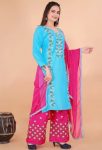 DESIGNER RAYON EMBROIDERY MULTI WORK TOP PALAZZO WITH DUPATTA CASUAL WEAR WHOLESALE PRICE ETHNIC GARMENT (53)