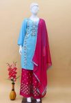 DESIGNER RAYON EMBROIDERY MULTI WORK TOP PALAZZO WITH DUPATTA CASUAL WEAR WHOLESALE PRICE ETHNIC GARMENT (53)