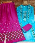 DESIGNER RAYON EMBROIDERY MULTI WORK TOP PALAZZO WITH DUPATTA CASUAL WEAR WHOLESALE PRICE ETHNIC GARMENT (53)