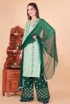 DESIGNER RAYON EMBROIDERY MULTI WORK TOP PALAZZO WITH DUPATTA CASUAL WEAR WHOLESALE PRICE ETHNIC GARMENT (60)