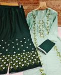 DESIGNER RAYON EMBROIDERY MULTI WORK TOP PALAZZO WITH DUPATTA CASUAL WEAR WHOLESALE PRICE ETHNIC GARMENT (60)