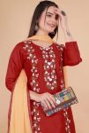 DESIGNER RAYON EMBROIDERY MULTI WORK TOP PALAZZO WITH DUPATTA CASUAL WEAR WHOLESALE PRICE ETHNIC GARMENT (49)