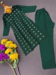 DESIGNER RAYON EMBROIDERY SEQUENCE WORK KURTI WITH PANT CASUAL WEAR WHOLESALE PRICE ETHNIC GARMENT (42)