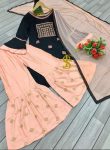 DESIGNER RAYON EMBROIDERY WITH PAPER MIRROR WORK TOP SHARARA WITH DUPATTA FESTIVAL WEAR WHOLESALE PRICE ETHNIC GARMENT (3)