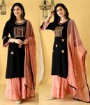 DESIGNER RAYON EMBROIDERY WITH PAPER MIRROR WORK TOP SHARARA WITH DUPATTA FESTIVAL WEAR WHOLESALE PRICE ETHNIC GARMENT (3)