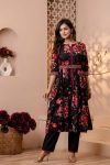 DESIGNER RAYON PRINT WORK TOP PENT WITH BELT PARTY WEAR WHOLESALE PRICE ETHNIC GARMENT (3)