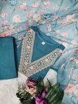 DESIGNER RAYON SEQUENCE CODING EMBROIDERY WORK TOP BOTTOM WITH DUPATTA FESTIVAL WEAR WHOLESALE PRICE ETHNIC GARMENT (7)