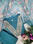 DESIGNER RAYON SEQUENCE CODING EMBROIDERY WORK TOP BOTTOM WITH DUPATTA FESTIVAL WEAR WHOLESALE PRICE ETHNIC GARMENT (7)