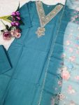 DESIGNER RAYON SEQUENCE CODING EMBROIDERY WORK TOP BOTTOM WITH DUPATTA FESTIVAL WEAR WHOLESALE PRICE ETHNIC GARMENT (7)