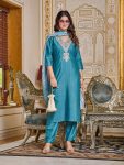 DESIGNER RAYON SEQUENCE CODING EMBROIDERY WORK TOP BOTTOM WITH DUPATTA FESTIVAL WEAR WHOLESALE PRICE ETHNIC GARMENT (7)