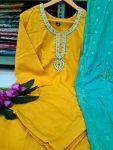 DESIGNER RAYON SEQUNECE EMBROIDERY WORK TOP BOTTOM WITH DUPATTA PARTY WEAR WHOLESALE PRICE ETHNIC GARMENT (2)