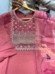 DESIGNER ROMAN SILK EMBROIDERY WORK TOP BOTTOM WITH DUPATTA PARTY WEAR WHOLESALE PRICE ETHNIC GARMENT (5)