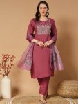 DESIGNER ROMAN SILK EMBROIDERY WORK TOP BOTTOM WITH DUPATTA PARTY WEAR WHOLESALE PRICE ETHNIC GARMENT (5)