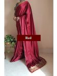 DESIGNER SATIN SILK ZARI SEQUENCE WITH PEAL MOTI LACE WORK SAREE WITH UNSTITCHED BLOUSE PARTY WEAR WHOLESALE PRICE ETHNIC GARMENT (2)